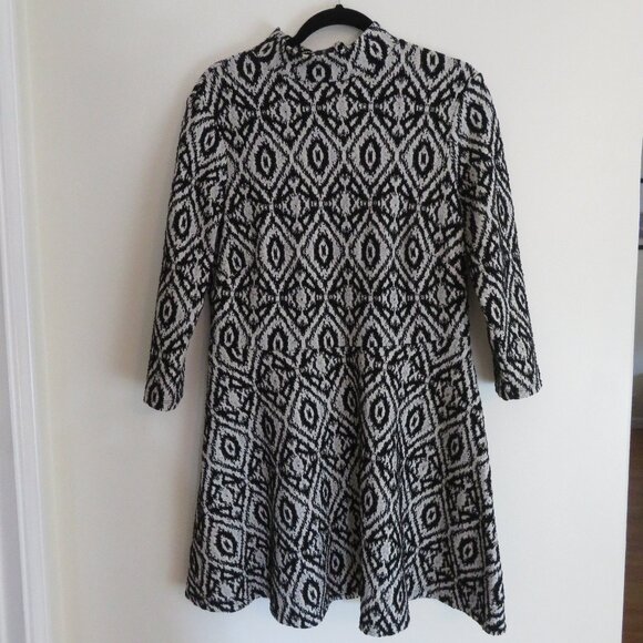 H&M | Size XL | Long Sleeve Geometric Print Mock Neck Fit & Flare Skater Dress - Picture 1 of 10